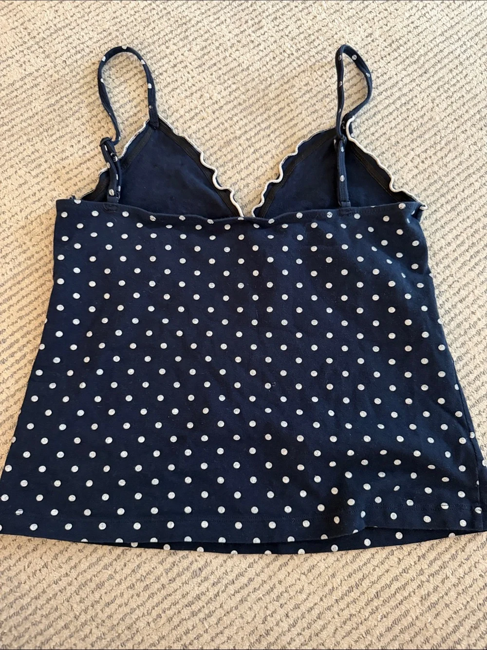 Brandy Melville Polka Dot Navy Spaghetti Strap Cami Top